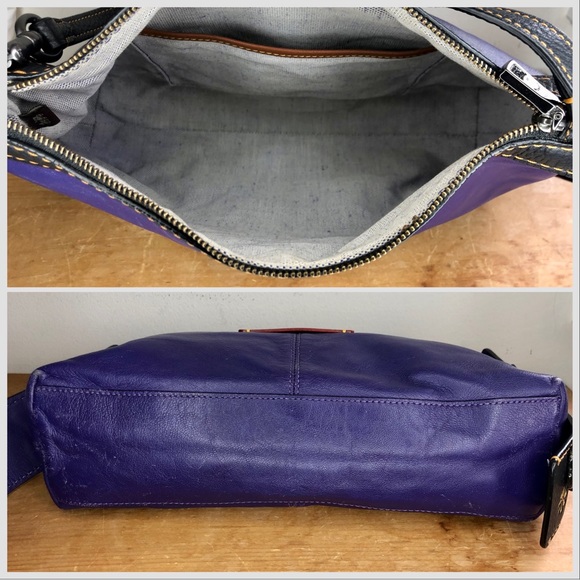 Coach 1941 Tooled Tea Rose Bandit Hobo 39 Bag Black/Purple - Picture 10 of 12